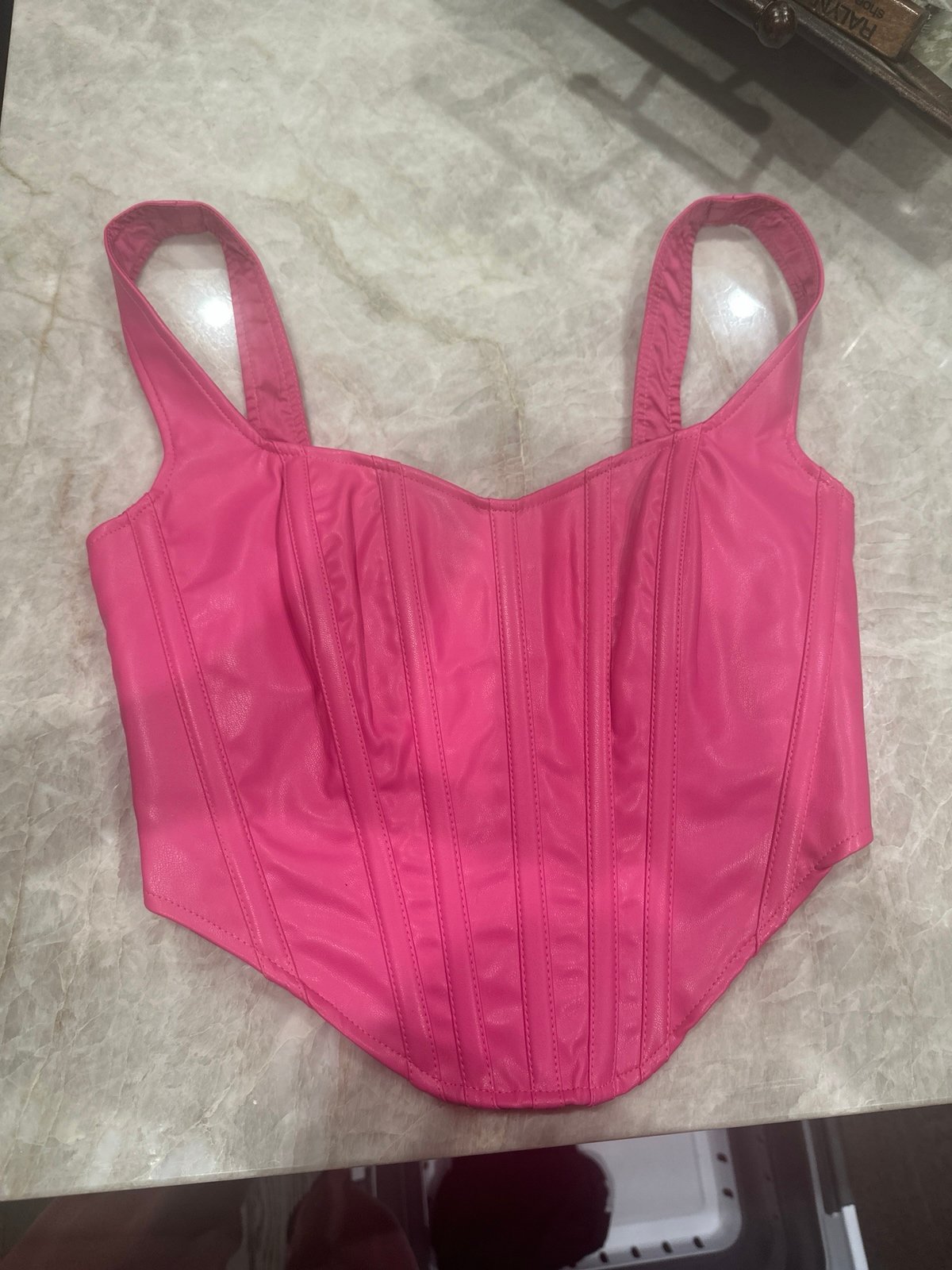 NWT Bardot Hot Pink faux leather corset bustier