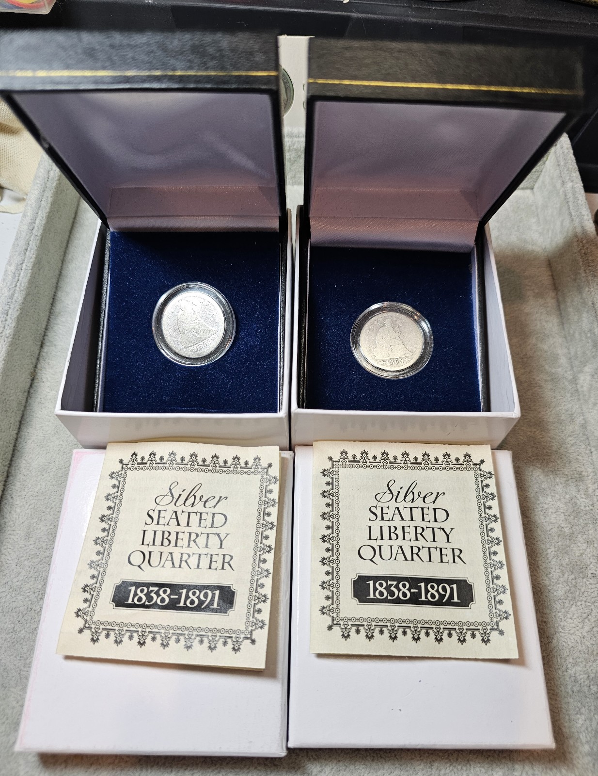 Two 1853 Seated Liberty Quarters (arrows & rays)