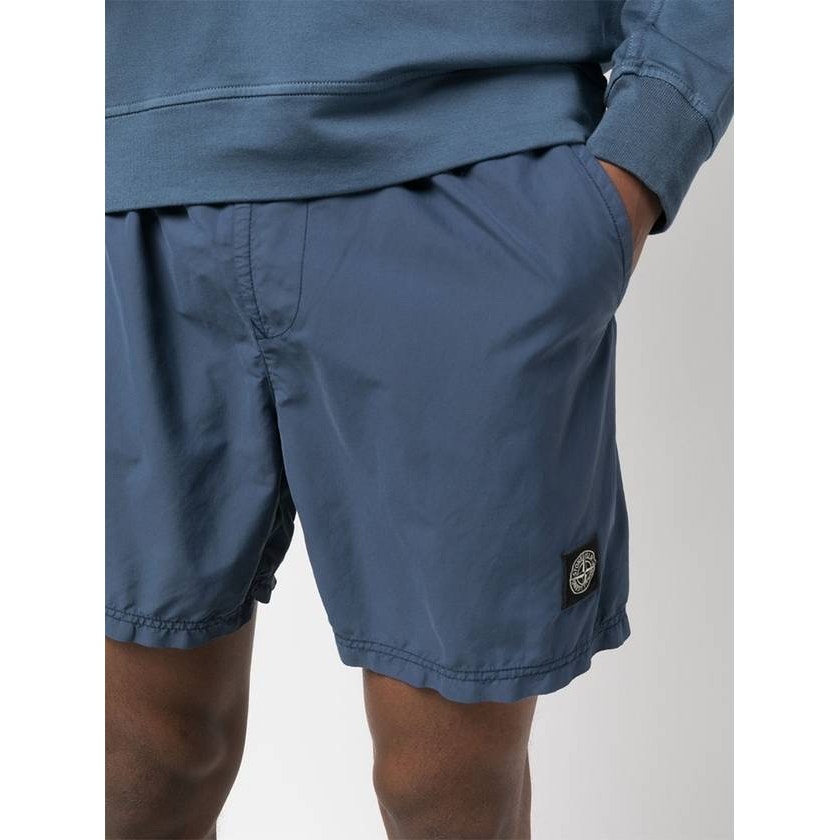 STONE ISLAND Men's Logo Patch Brushed Nylon Swim Shorts Navy Size XXL