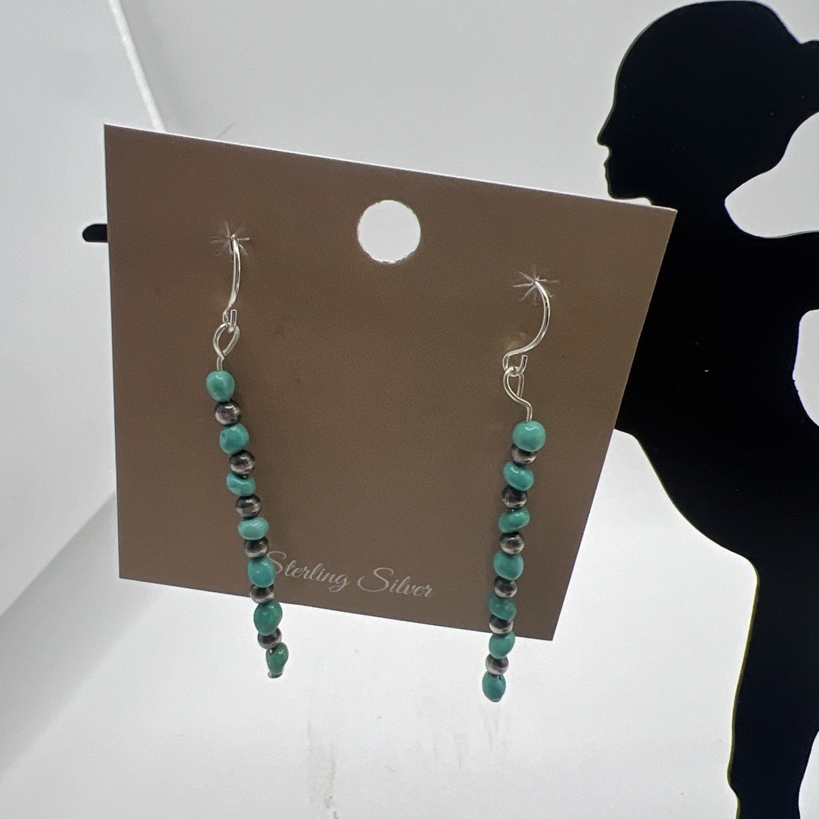 Navajo Pearl And Turquoise Stick Earrings
