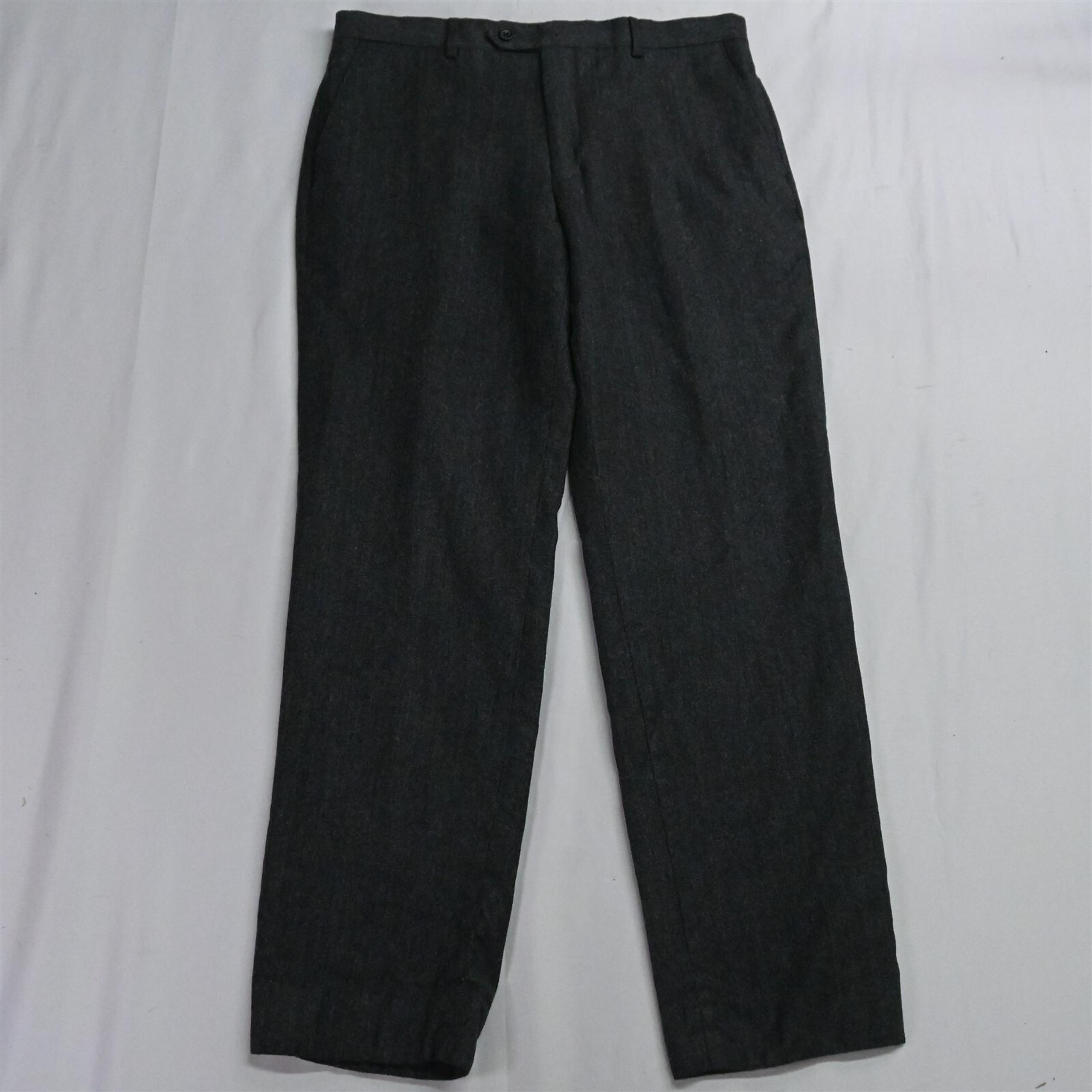 Jos A Bank 34 x 32 Gray Reserve Marzotto Wool Flat Front Dress Pants