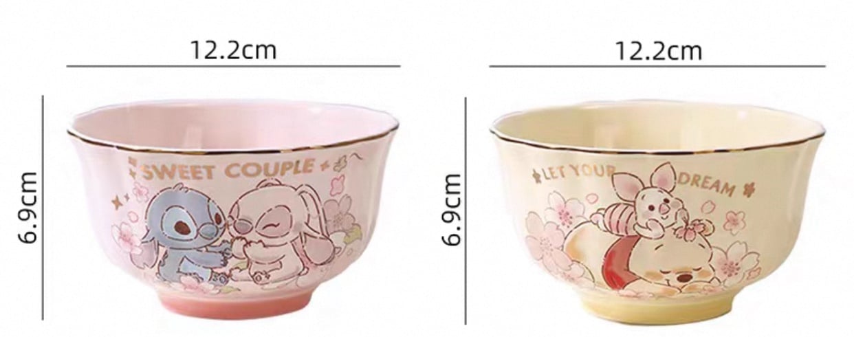 Set of 4 Stitch (2) and Winnie the Pooh (2) bowl