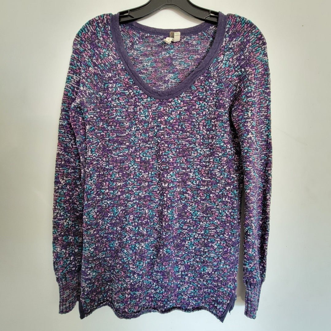 Free People We The Free Purple Multicolor Knit Scoop Neck Pullover Sweater Small