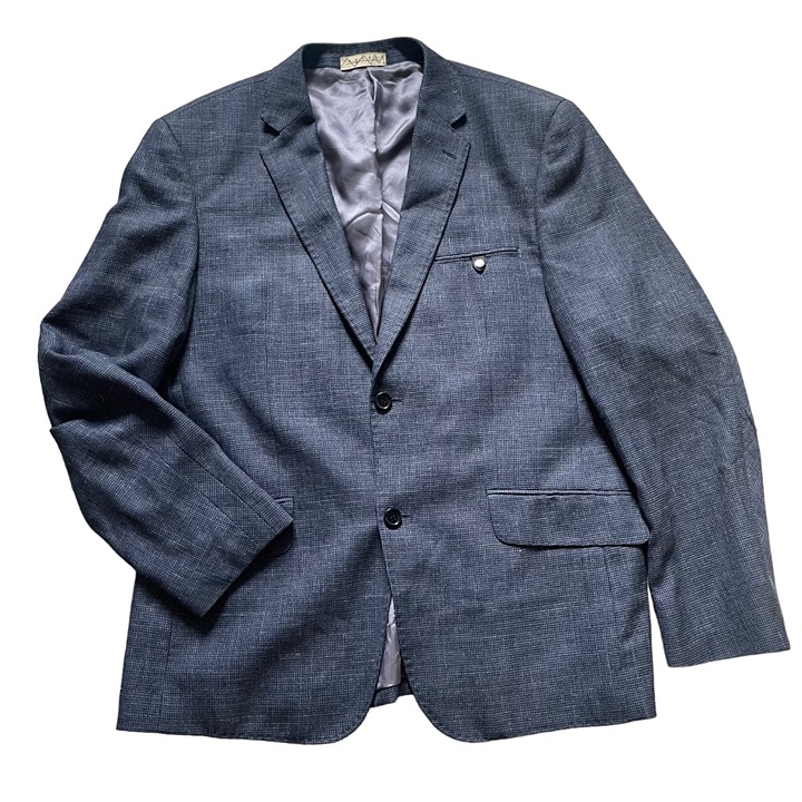 Haupt Mens Blazer 2-Button Gray Checkered Pattern Size 52