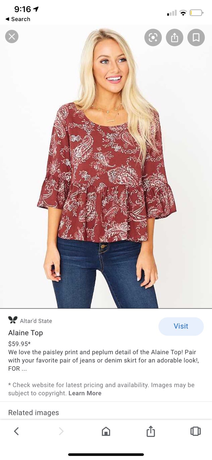 ISO this alaine top from altard state in