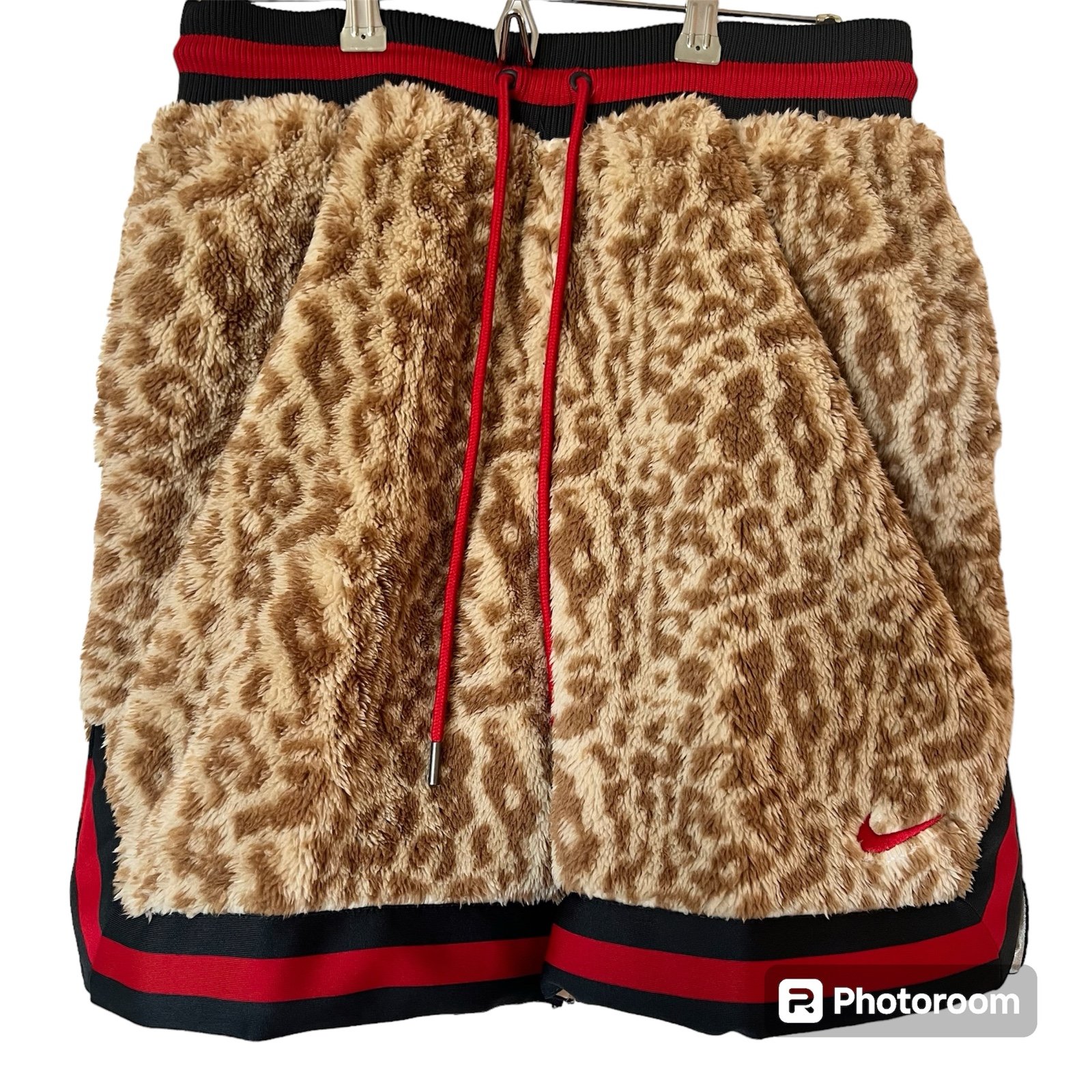 Nike Leopard Print Faux Fur Premium Basketball Shorts DQ6176-206 Mens Large New