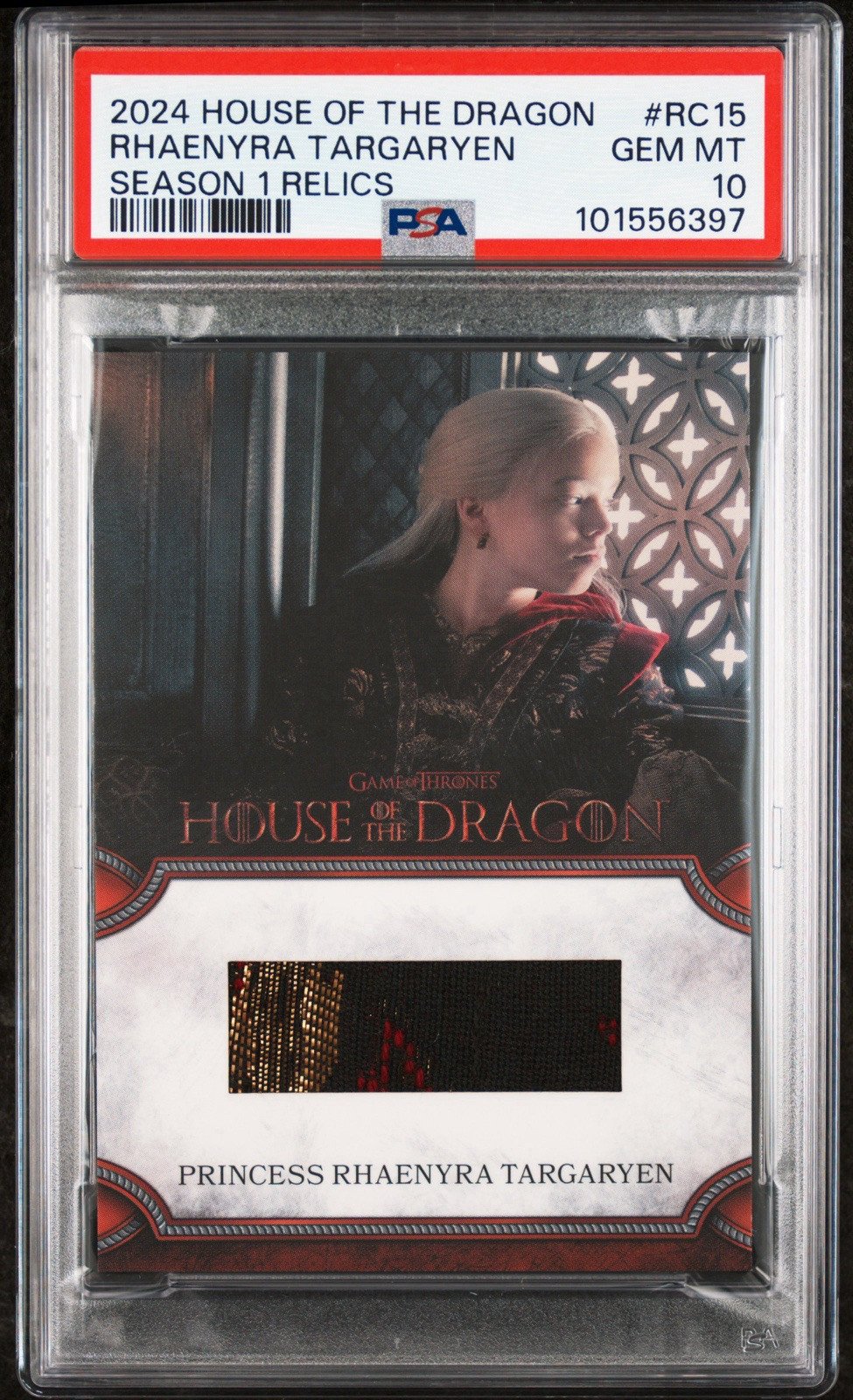 2024 HOUSE OF THE DRAGON SEASON ONE RELICS #RC15 RHAENYRA TARGARYEN PSA 10
