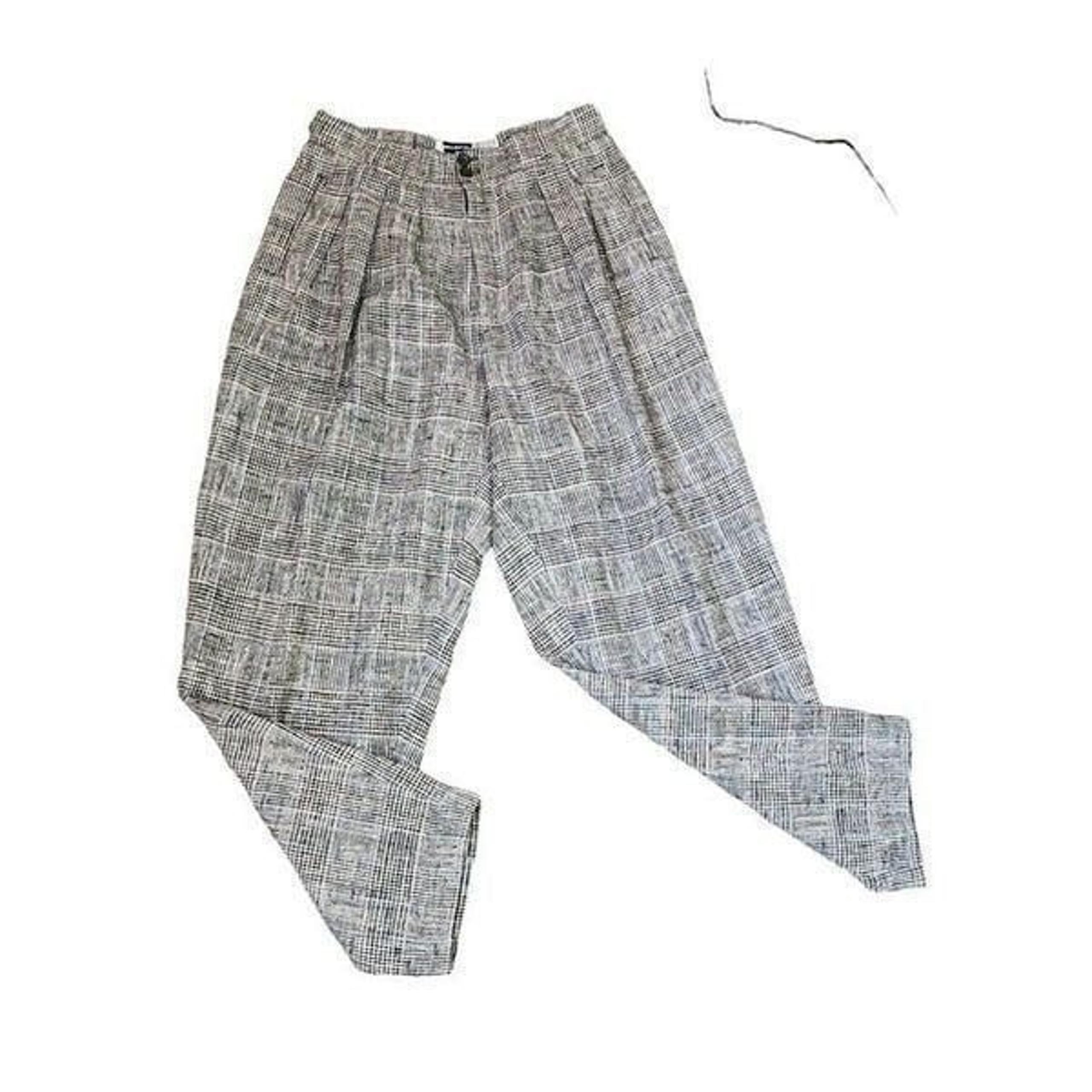 Vintage 80s Tapered Leg Dress Pants Womens Size 6 Gray Black Glen Check Baggy