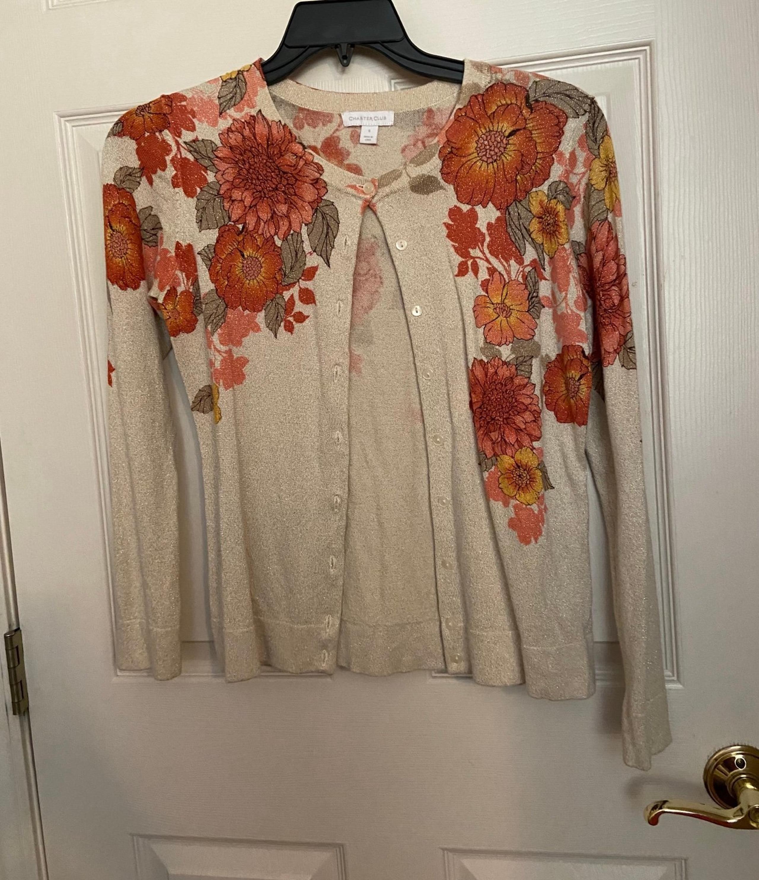 Orange Floral Cardigan