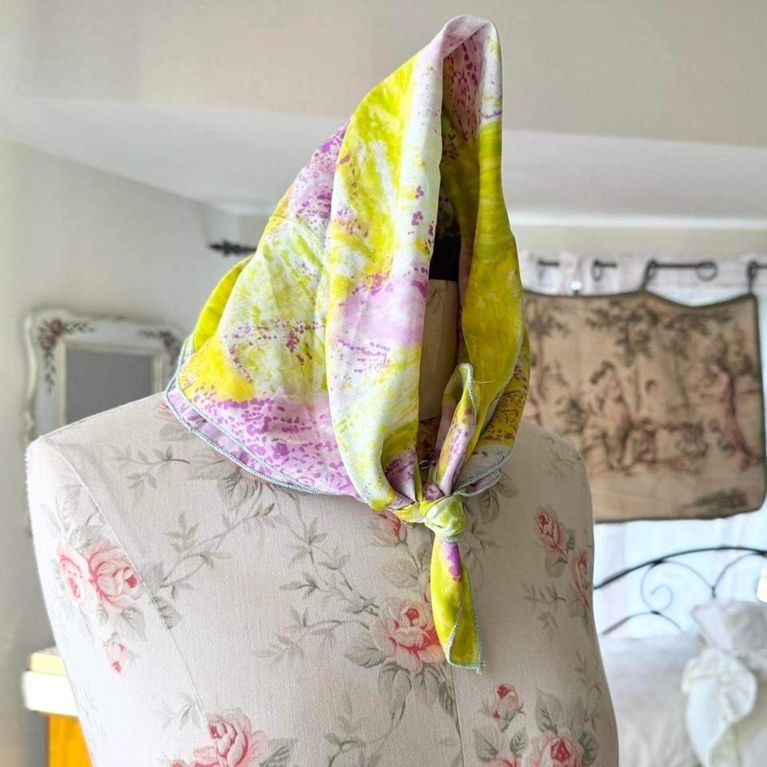 vintage floral yellow and pink scarf