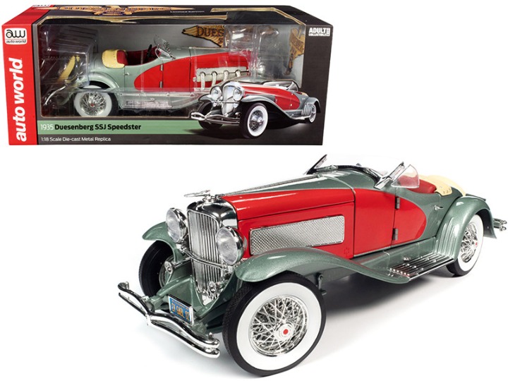 1935 Duesenberg SSJ Speedster Green Metallic with Enamel Red Coves 1/18 Diecast