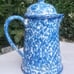 Vintage blue spongeware coffee pot coffeepot ceramic