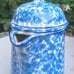 Vintage blue spongeware coffee pot coffeepot ceramic