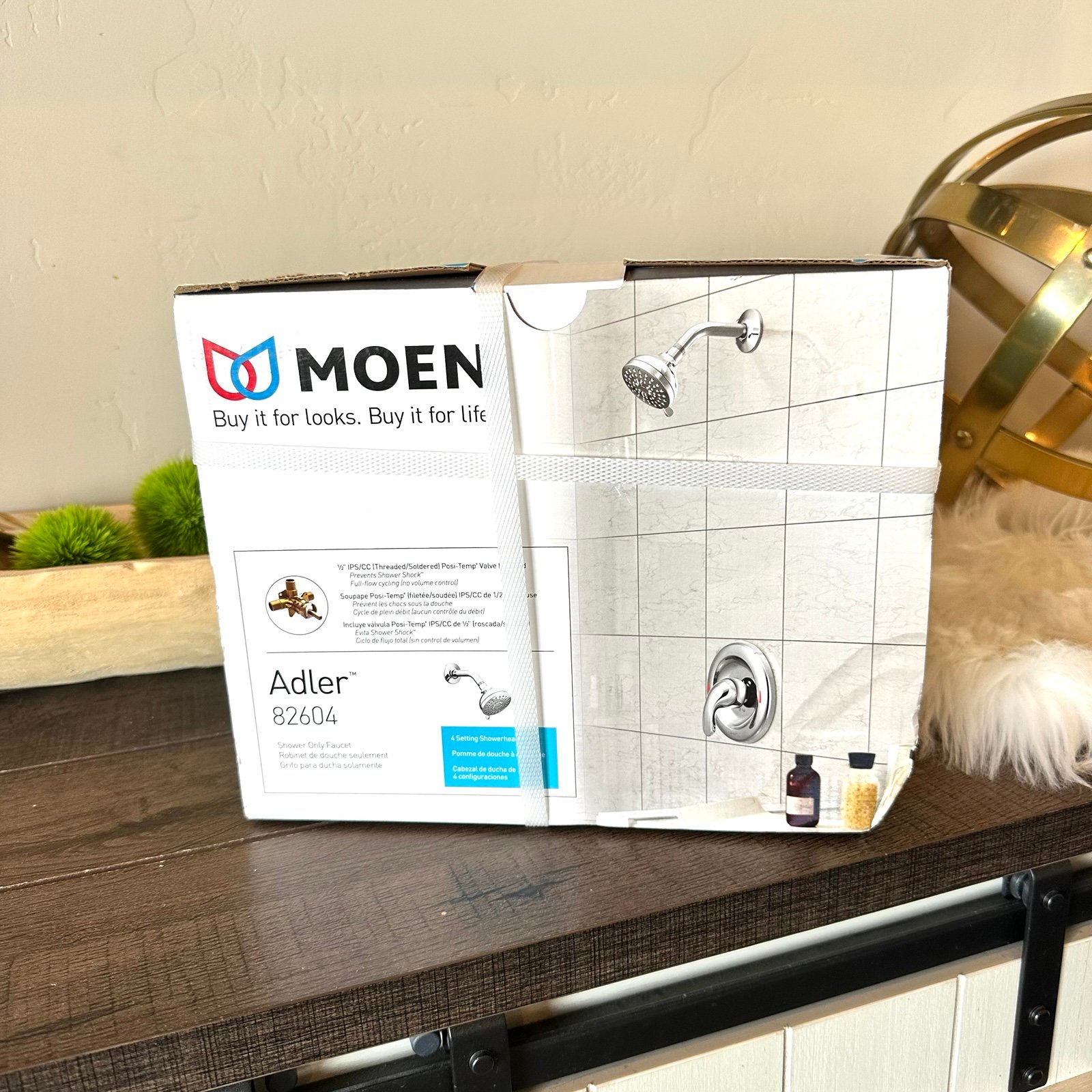 Moen 82604 Adler Chrome Posi-Temp Shower Faucet 4 Position NEW
