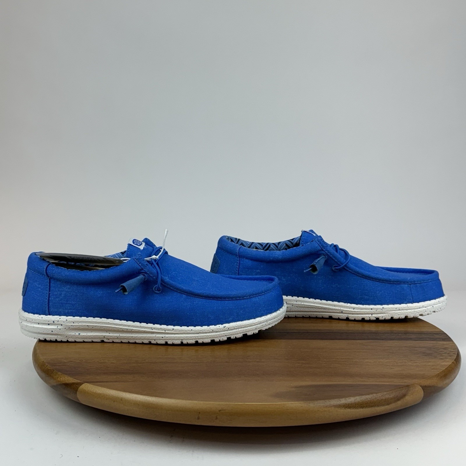 New NIB Mens Hey Dude Wally Stretch Canvas Blue Casual Comfort Loafers Size 10 D