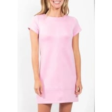 Jude Connally Kayla Short Sleeve Faux Suede Mini Dress Pink Size Medium