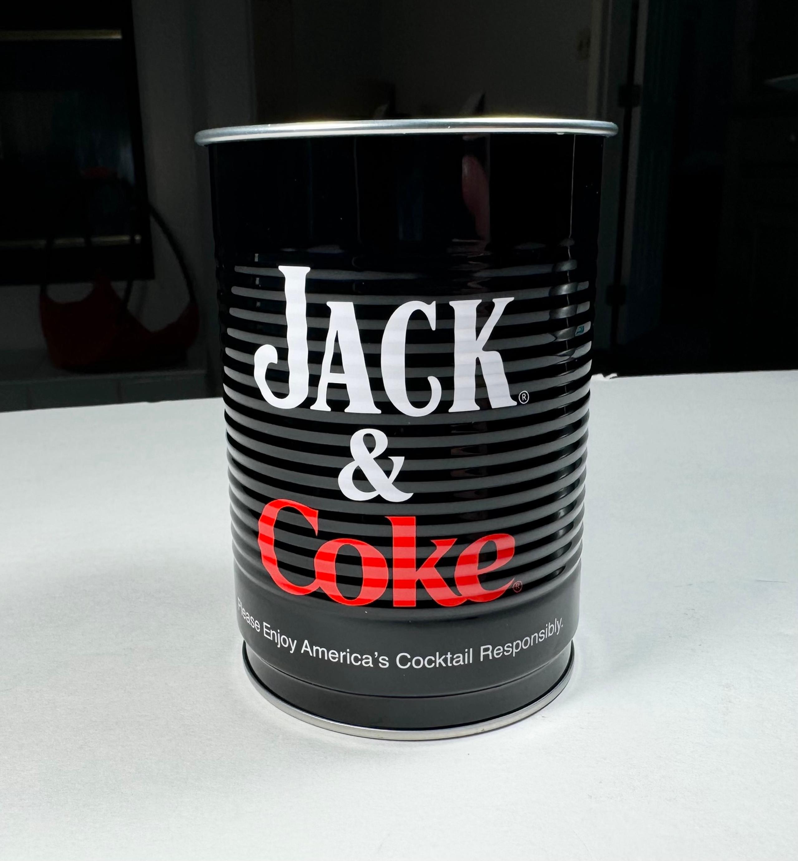 Jack And Coke Jack Daniels 4“ 10 oz Promotional Metal Oil Can Cup Glass New!