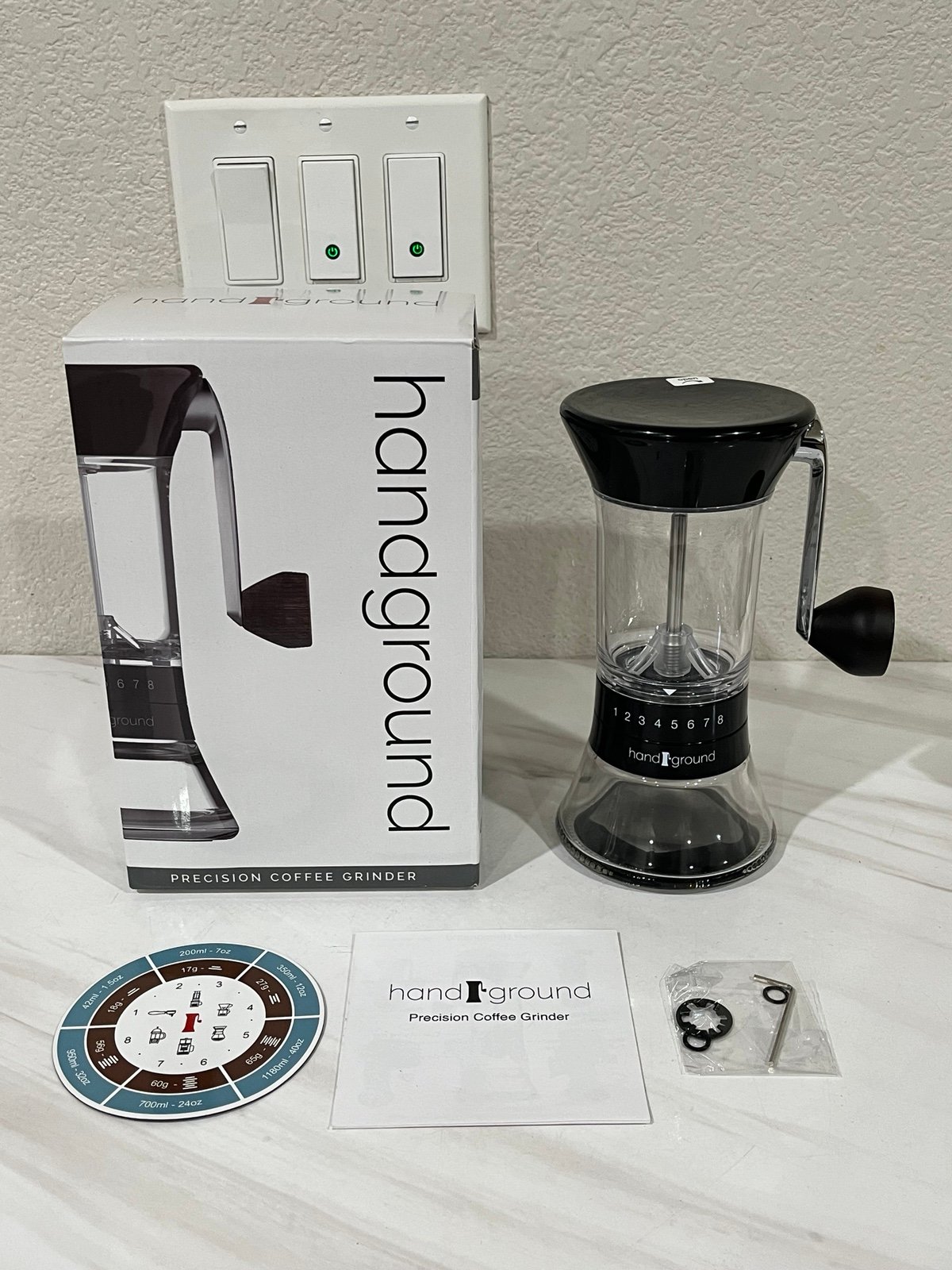 Handground Precision Manual Coffee Grinder Conical Ceramic Burr Mill