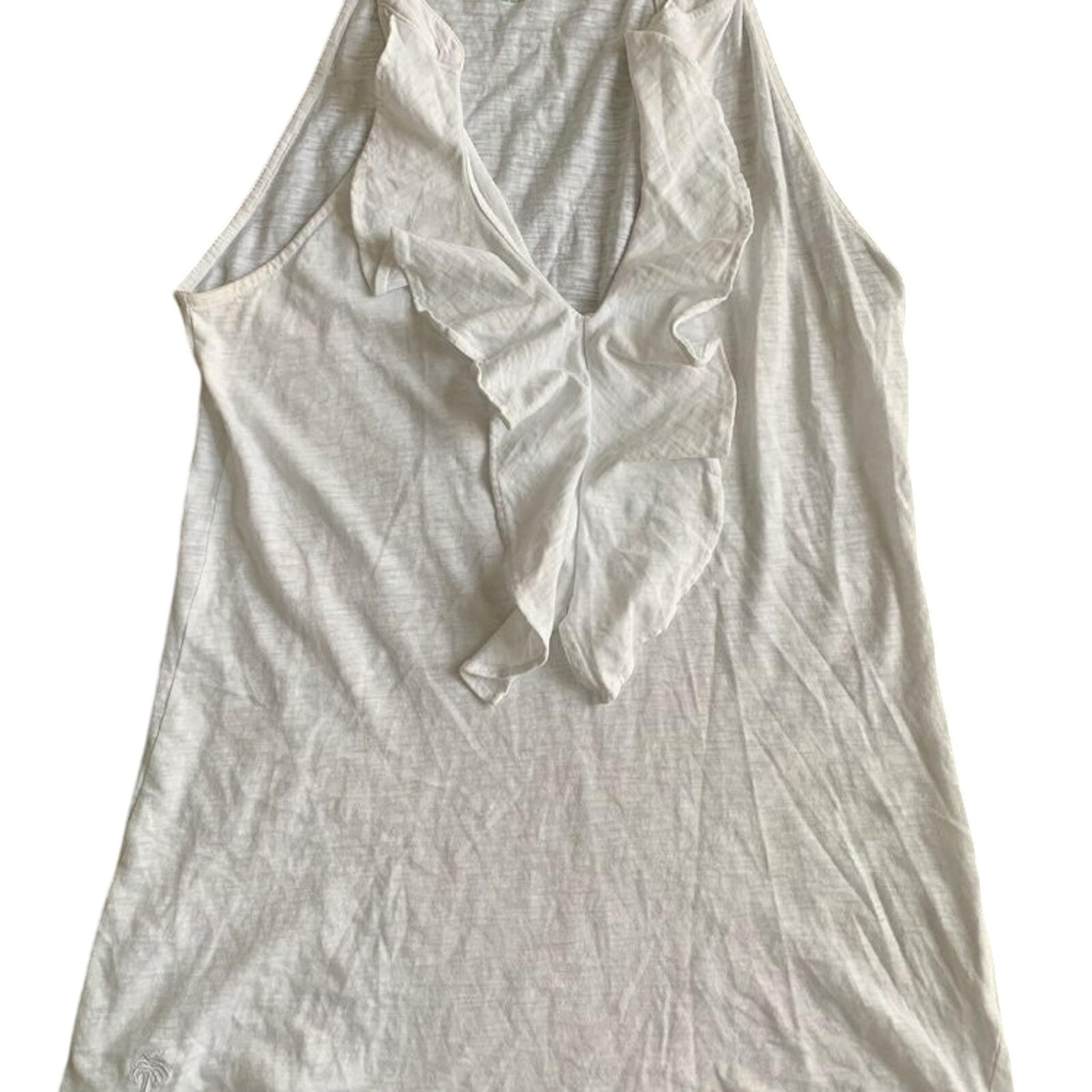 Women Size XXS Tank Top Shay Ruffled White 100% PIMA Cottom Peru - Lilly Pulitzer