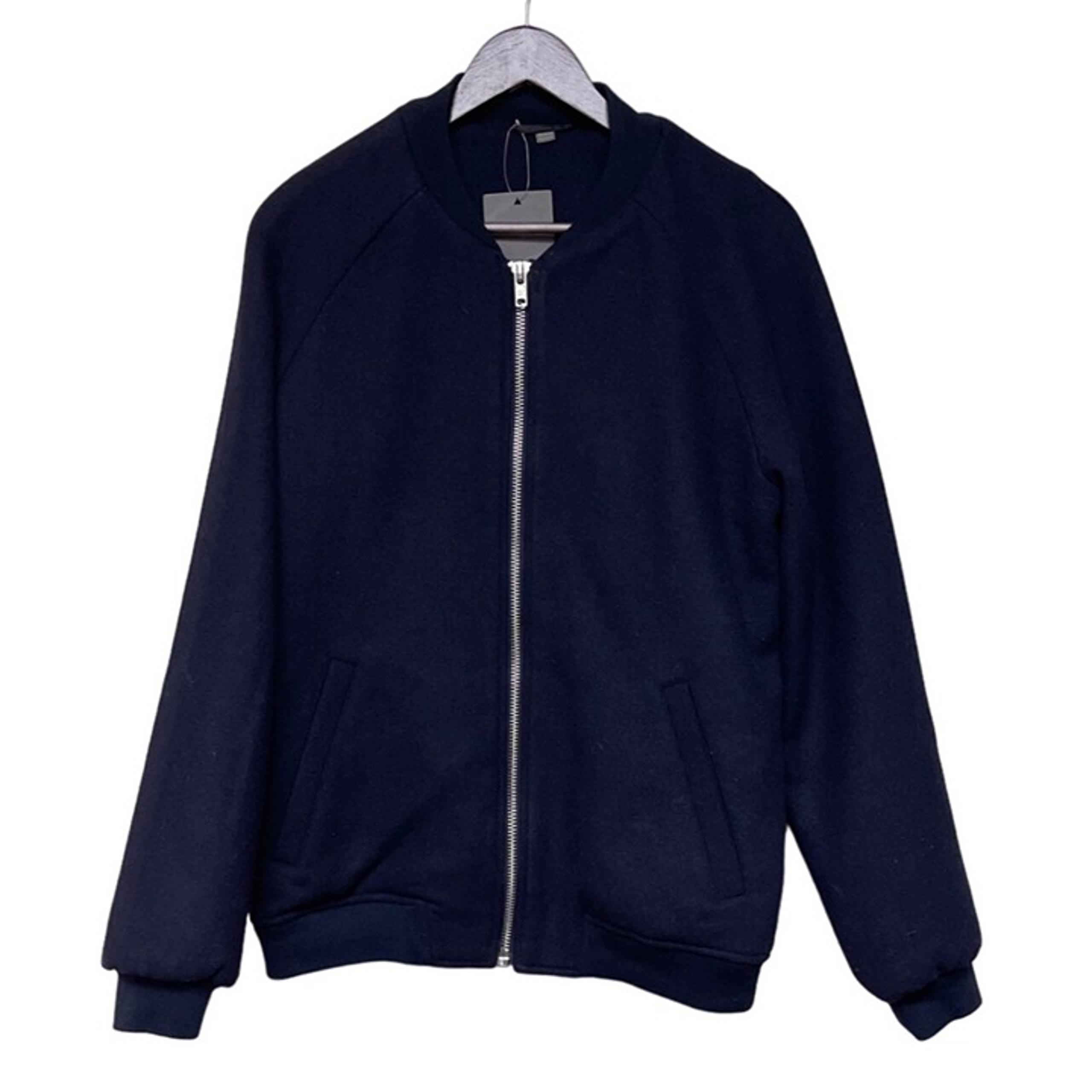 NEW! ASOS Navy Blue Full Zip Lined Polyester Wool Bomber Jacket Men's Small