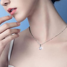 Moissanite Pendant Necklace 1 CT 18K White Gold Plated Silver Diamond Necklace