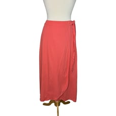 J.CREW Pull-on Faux Wrap skirt in Coral Pink Size Small Linen Blend #CA196