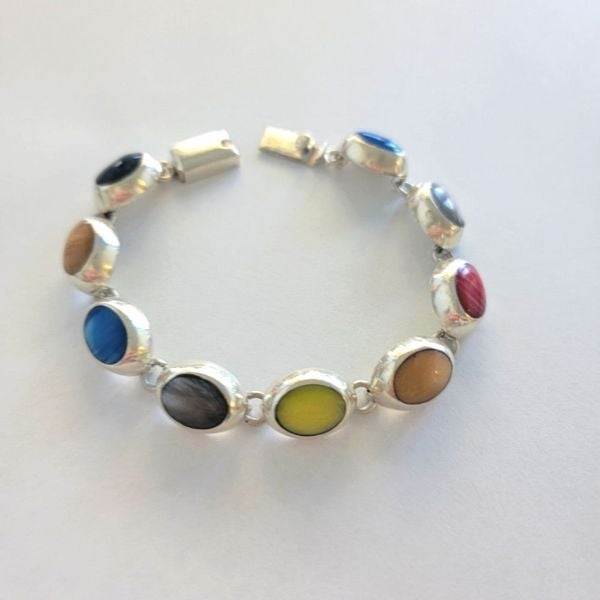 Vintage Multi Stone Sterling Bracelet