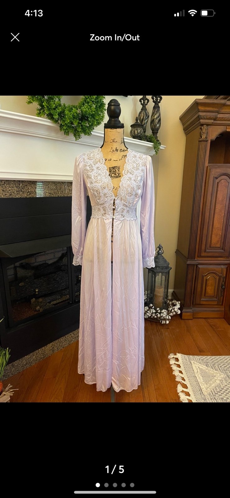 Shadowline Vintage Lace Lilac Lavender Lace Nightgown Robe Bridgerton Small