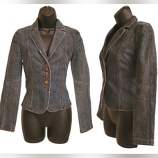 90's Armani Exchange Denim Fitted Waist Crop Jacket