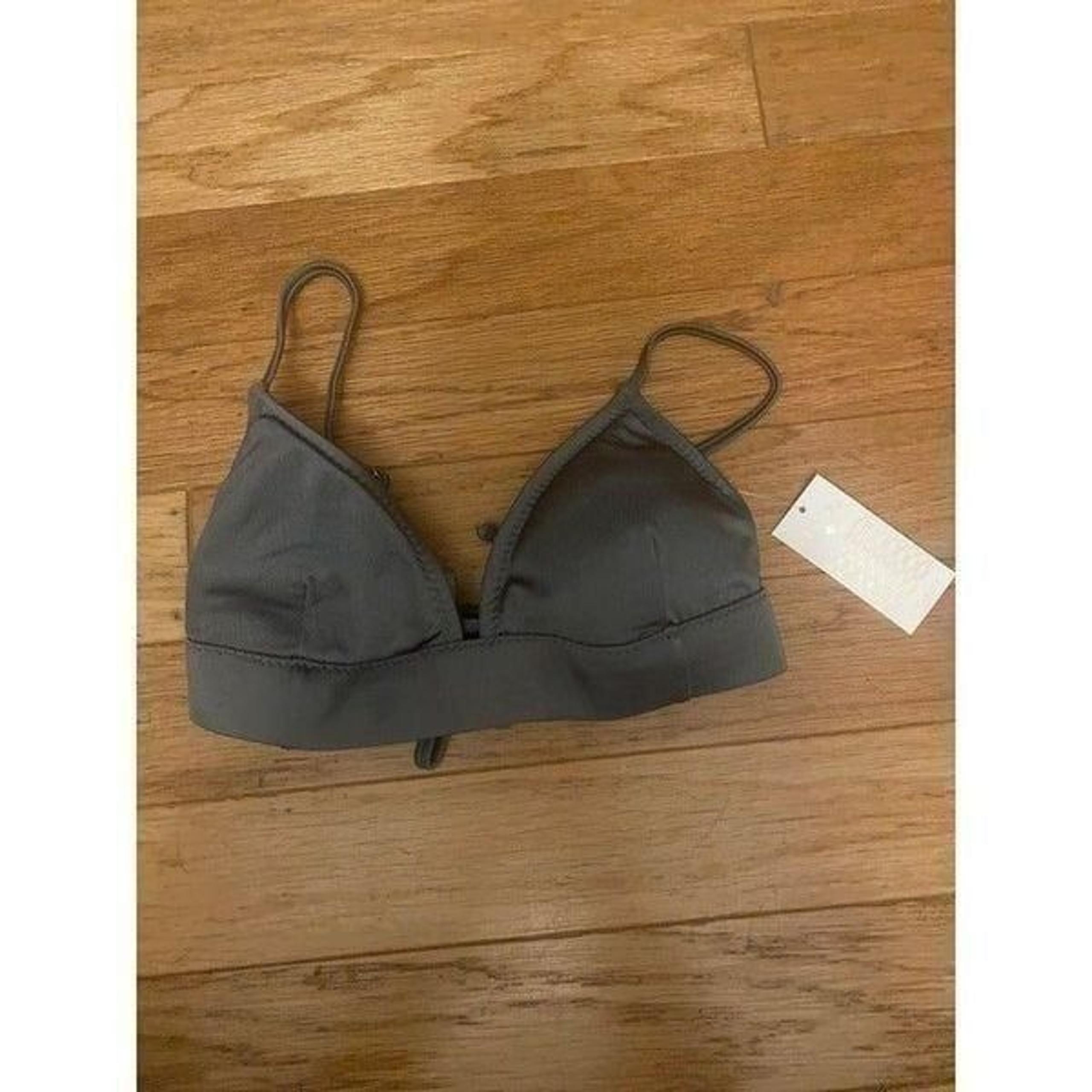 NWT Eberjey women's sliver Beach Glow Nadine Longline triangle bikini top Small