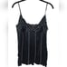 BEBE silk camisole tank top, Y2K, black/white striped, size M