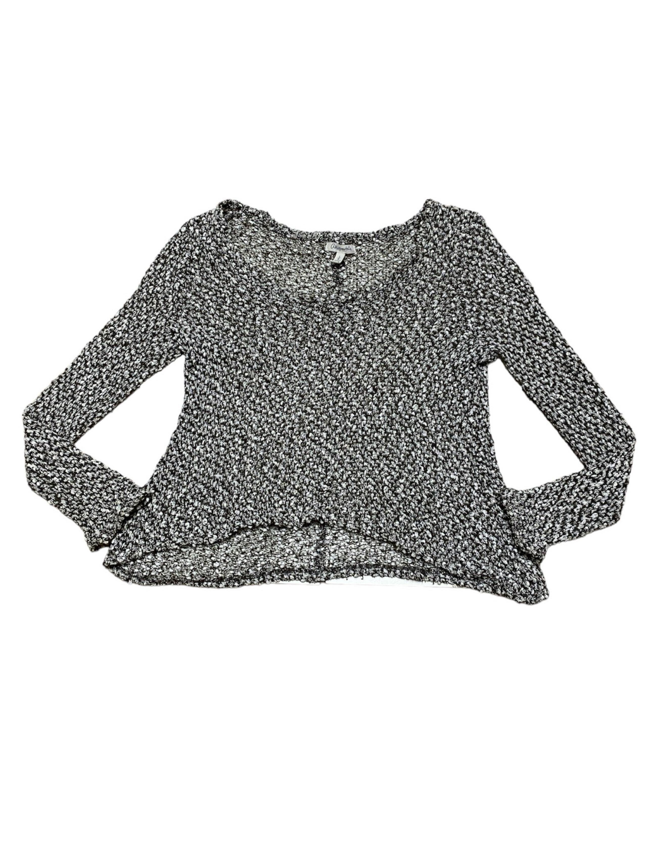 Aeropostale Sweater Womens L Black Open Knit Scoop Neck Pullover Long Sleeve Top