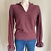 Vintage 70’s loose knit crochet flare sleeve collar sweater burgundy navy