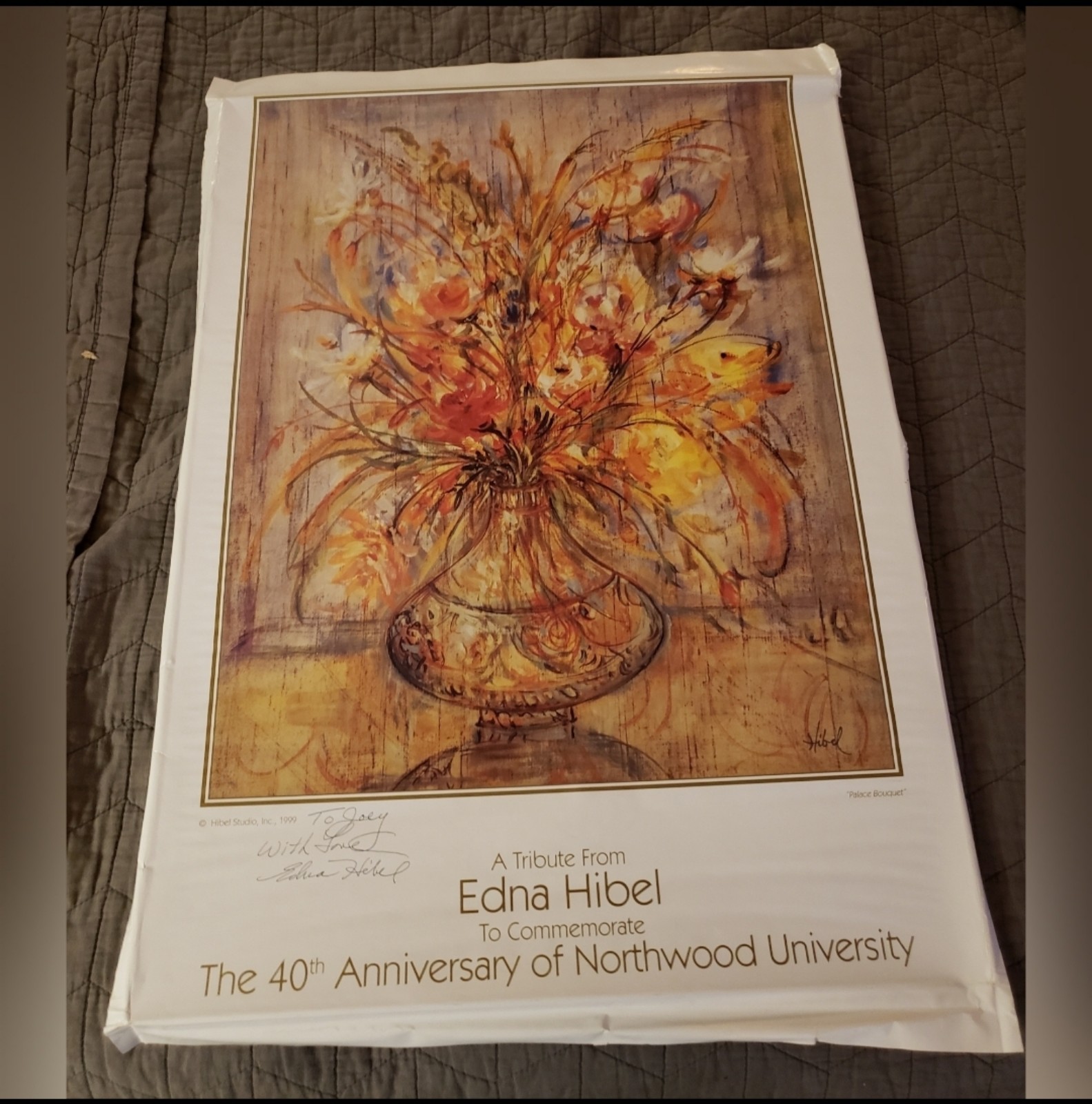 Edna Hibel Palace Bouquet Tribute Print for 40th Anniv. of Northwood Universit