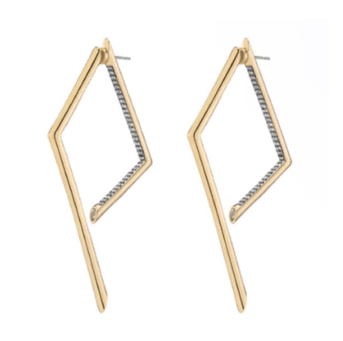 Demarson Mini Yana Earrings Gold Pave Asymmetric Drop Earrings