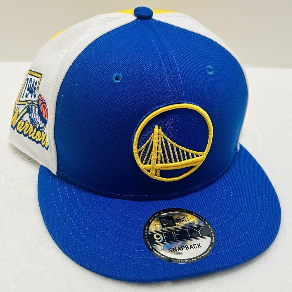 New Era Golden State Warriors Pop Panel 9FIFTY Snapback Hat Cap Adjustable Blue