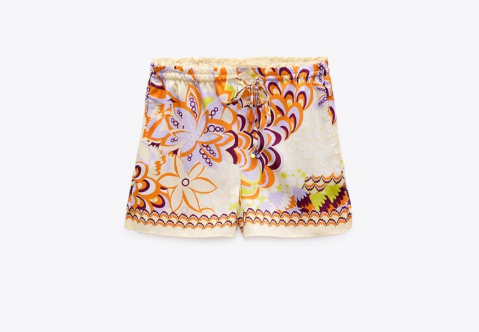 Zara orange print mini shorts small