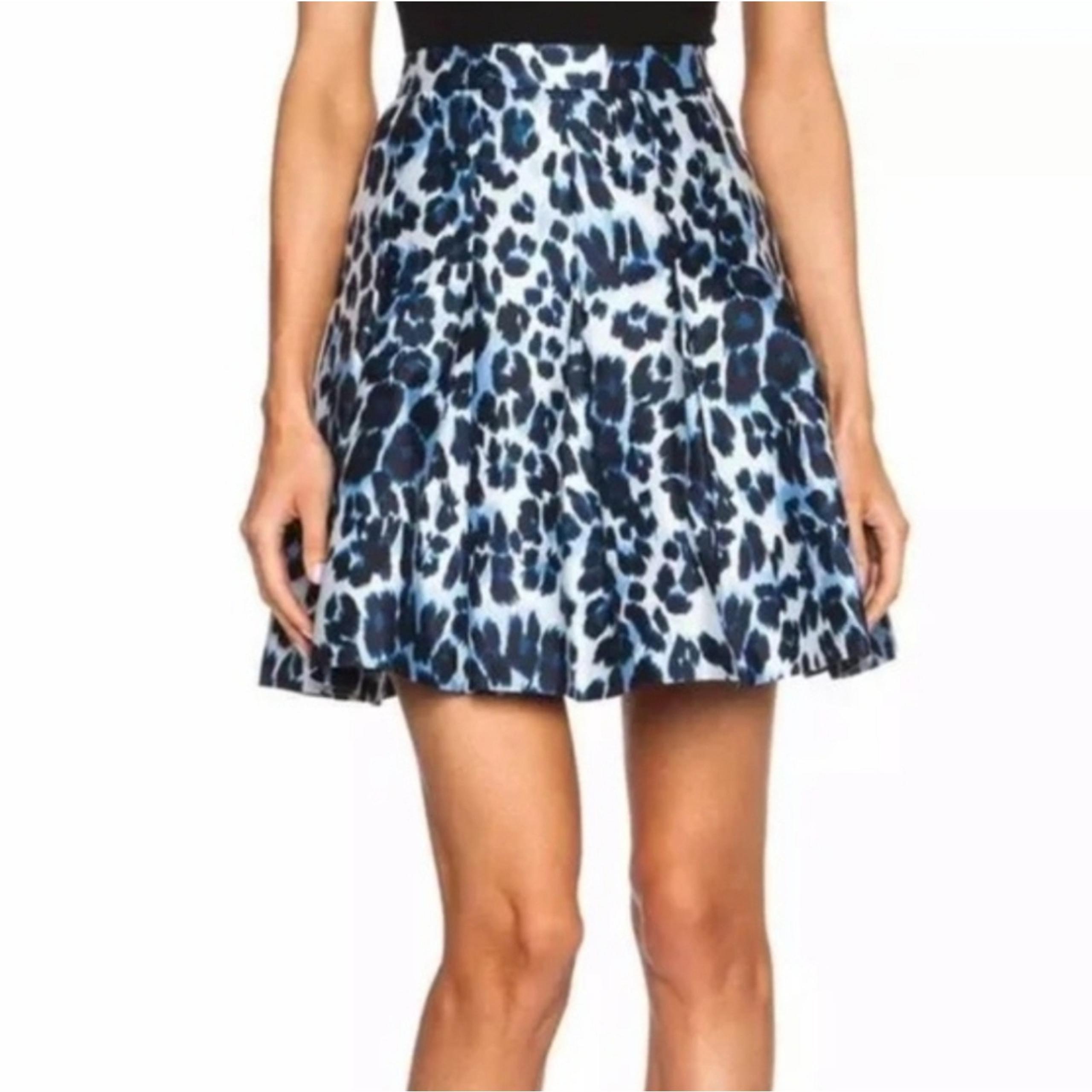 Diane von Furstenberg Gemma leopard print pleated skirt sz 4 silk blend preppy