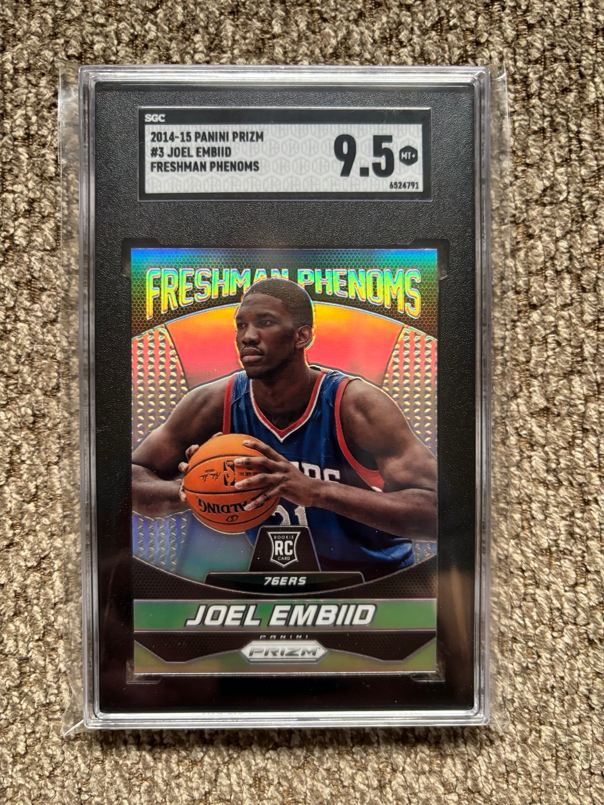 JOEL EMBIID 2014 PANINI PRIZM #3 Silver FRESHMAN PHENOMS RARE ROOKIE SGC 9.5