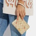 Coach Corner Zip Wristlet In Signature Canvas w/ Nostalgic Ditsy Print NWT