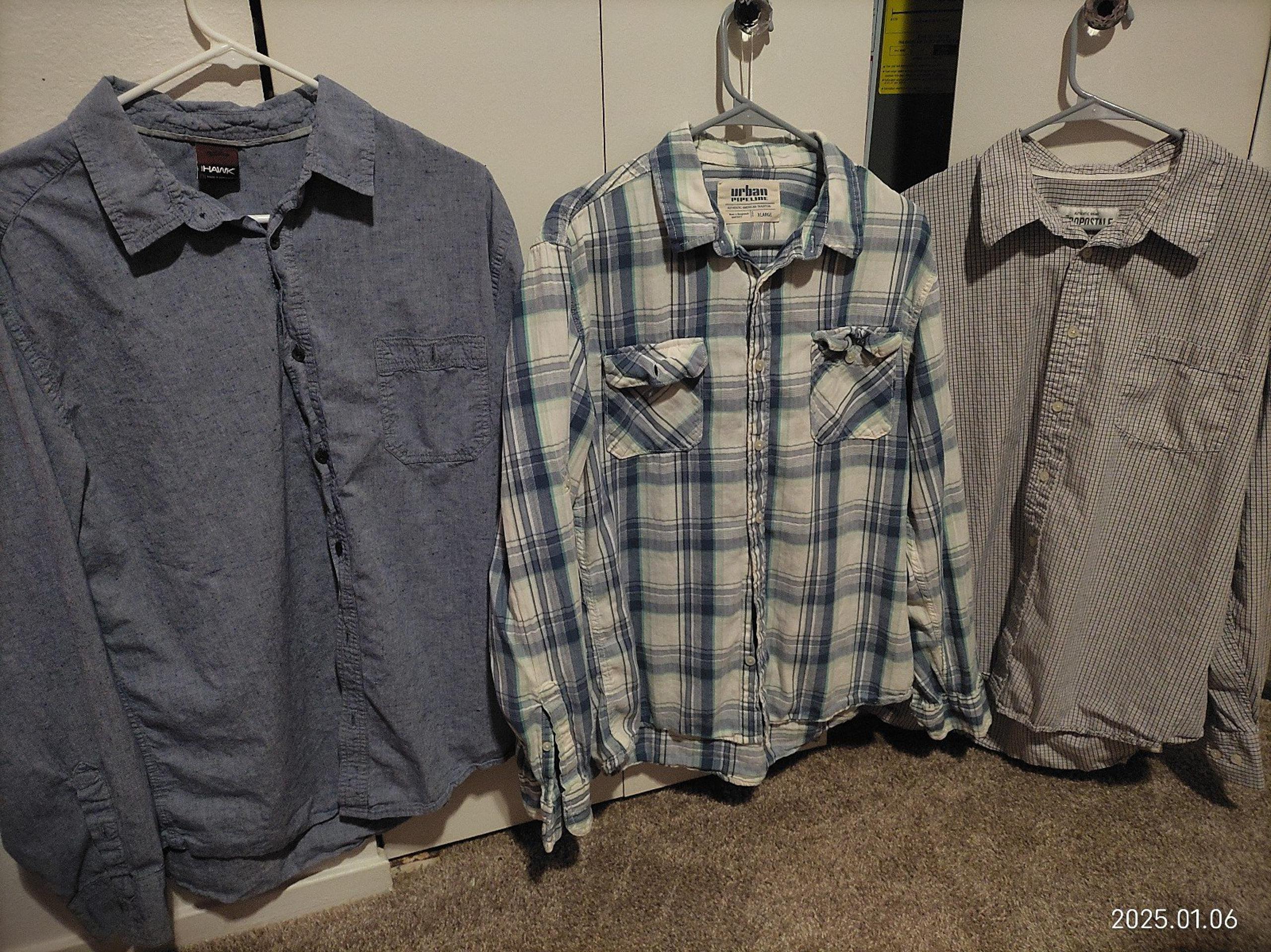 Aeropostale Urban Pipeline & Hawk Plaid & Denim Button Down Shirt Bundle