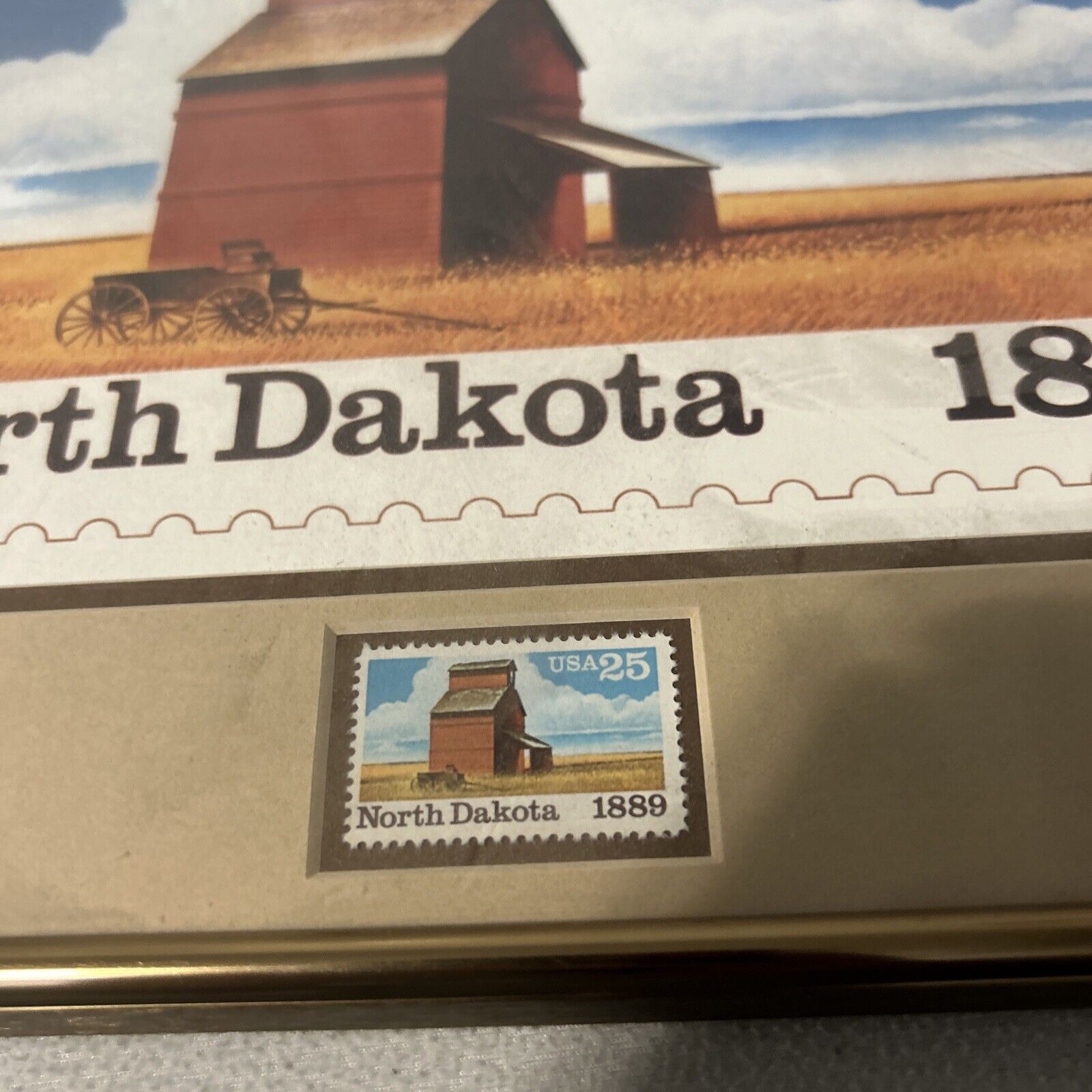 Vintage USPS Commemorative Stamp Puzzle Postcard Series 1990 North Dakota Frame