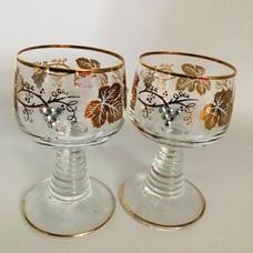 Vintage cocktail prawn wine glasses gold with crystals