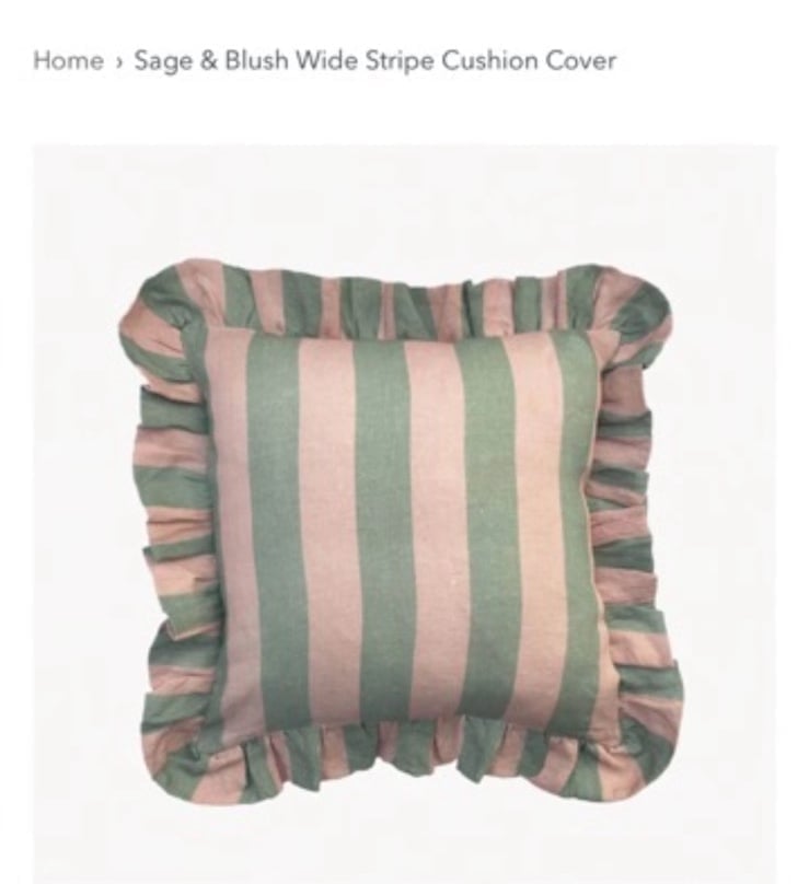 Sage & Blush Wide Stripe Linen Cushion Cover
