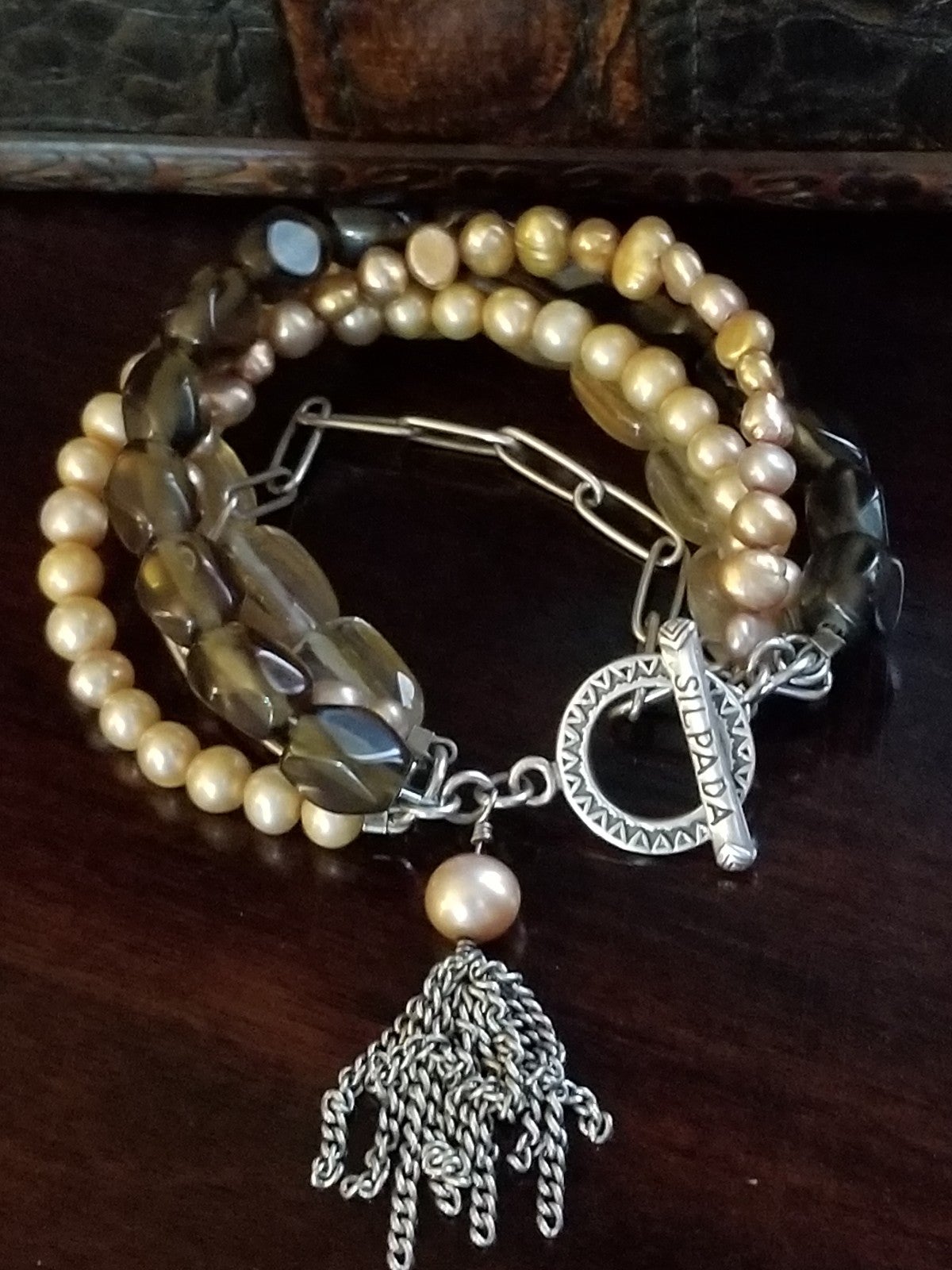 Silpada Sterling Silver, Quartz & Pearl Bracelet