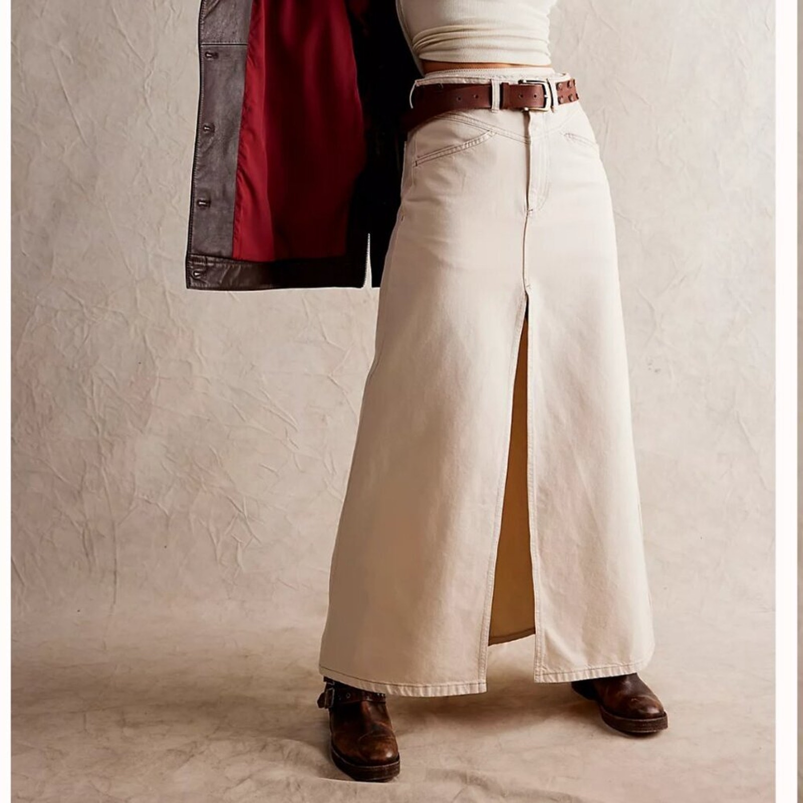 NWT Free People Come As You Are Denim Maxi Skirt in Wisp