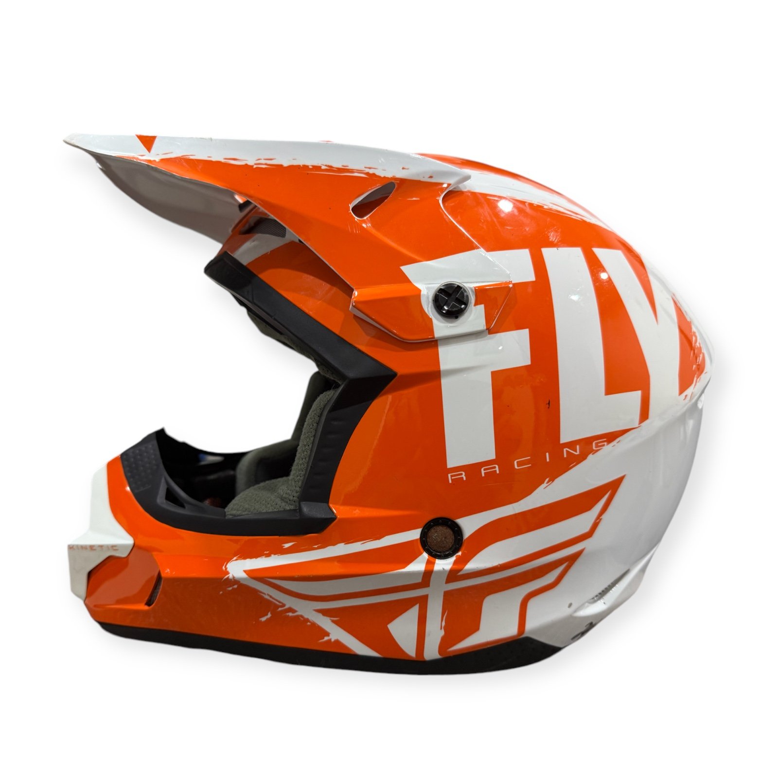 Fly Racing Kinetic Dot FMVSS NO. 218 Certified Xsmall 53-54cm Orange/White