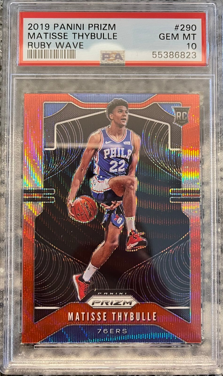 2019 Panini Ruby Wave Prizm #290 Matisse Thybulle 76ers RC Rookie PSA 10