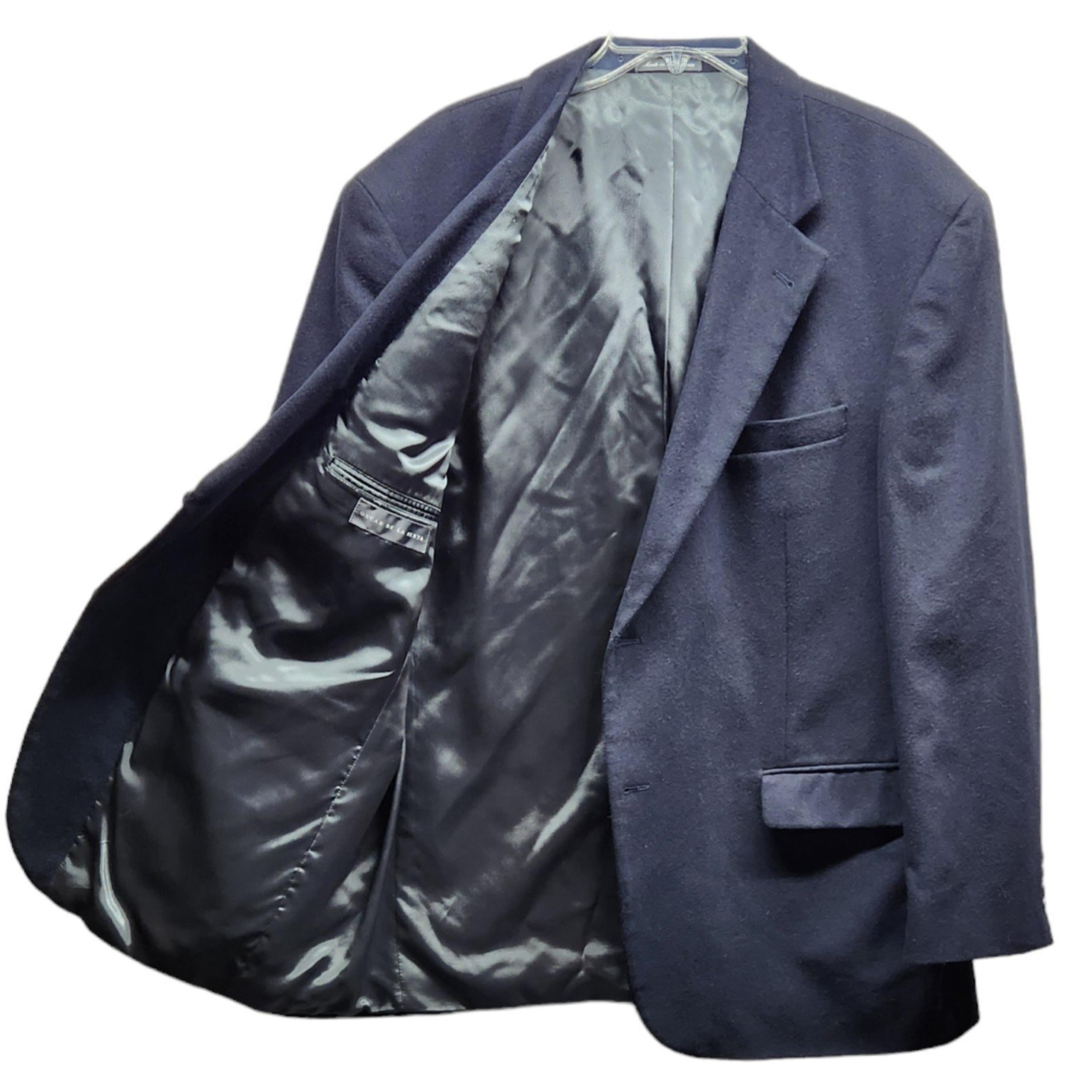 Men 48R Cashmere Wool Blazer Sport Coat Suit Jacket Navy Blue - Oscar de la Renta