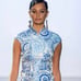 Kim Shui vogue runway blue sleeveless top lace up back sz S